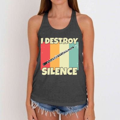 Funny Oboe Instrument I Destroy Silence For Oboe Women's Knotted Racerback Tank