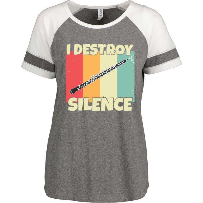 Funny Oboe Instrument I Destroy Silence For Oboe Enza Ladies Jersey Colorblock Tee