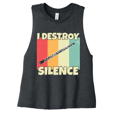 Funny Oboe Instrument I Destroy Silence For Oboe Women's Racerback Cropped Tank