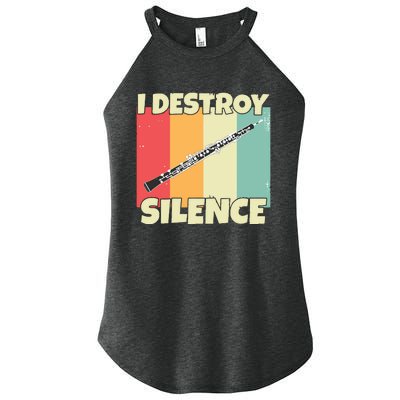 Funny Oboe Instrument I Destroy Silence For Oboe Women's Perfect Tri Rocker Tank