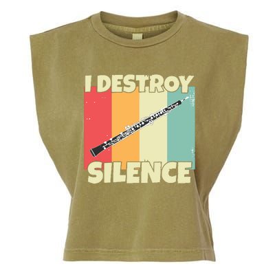 Funny Oboe Instrument I Destroy Silence For Oboe Garment-Dyed Women's Muscle Tee