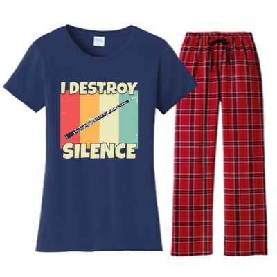 Funny Oboe Instrument I Destroy Silence For Oboe Women's Flannel Pajama Set