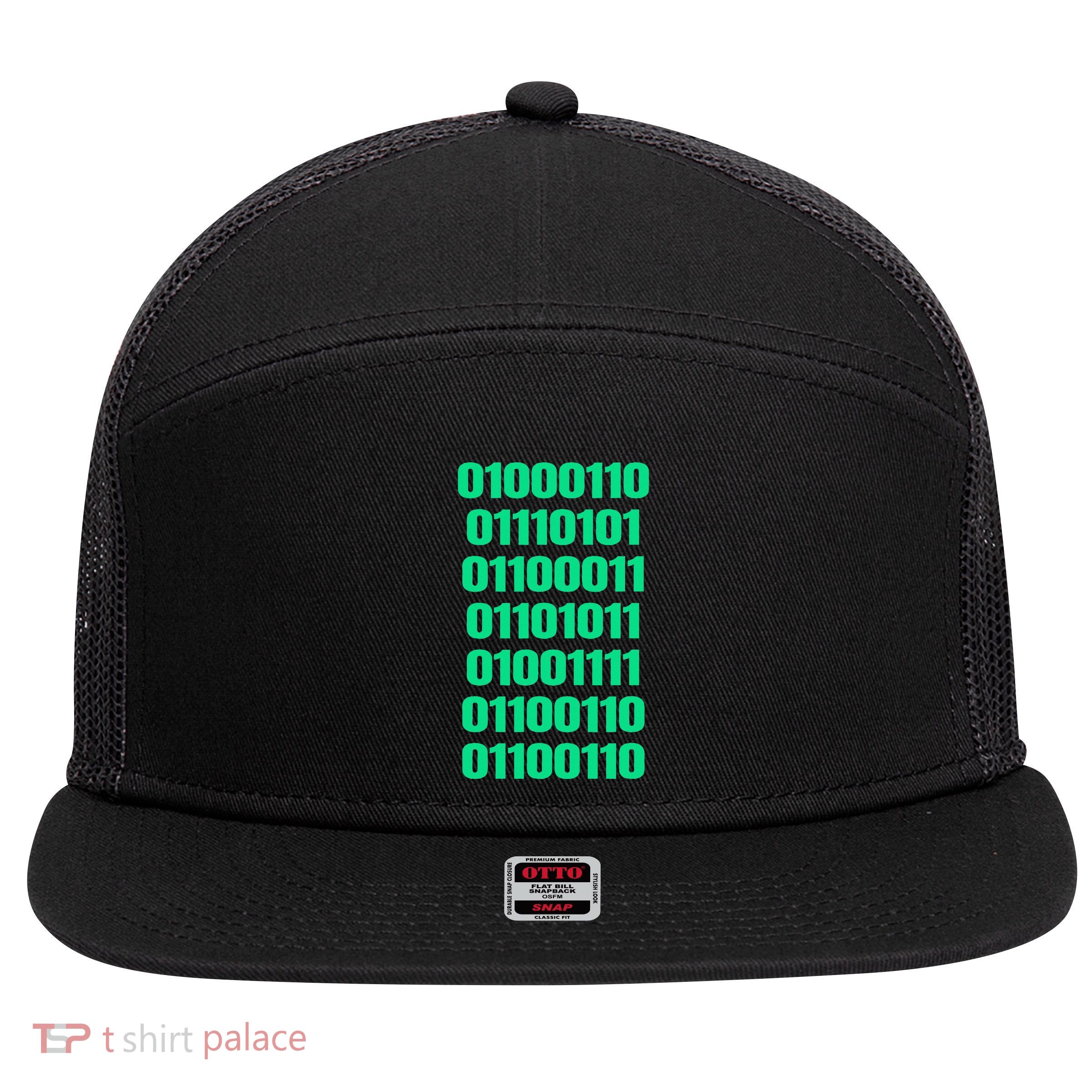 Fuck Off In Binary Code  7 Panel Mesh Trucker Snapback Hat