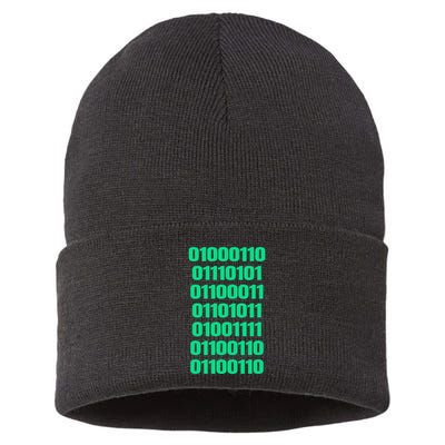 Fuck Off In Binary Code  Sustainable Knit Beanie