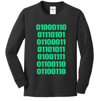 Fuck Off In Binary Code  Kids Long Sleeve Shirt