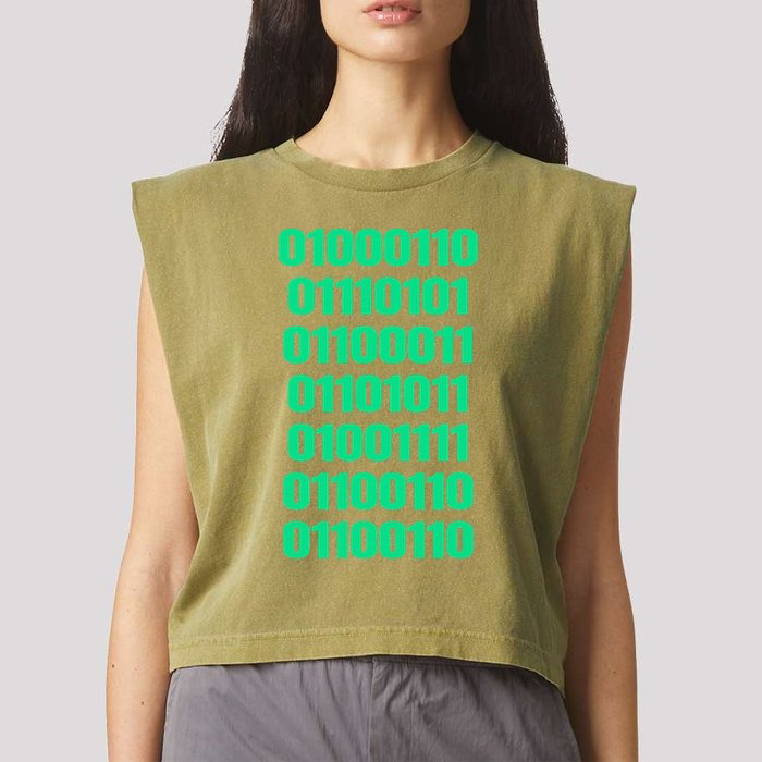 Fuck Off In Binary Code  Garment-Dyed Women's Muscle Tee