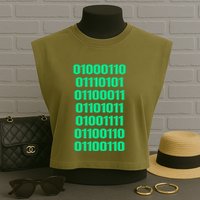 Fuck Off In Binary Code  Garment-Dyed Women's Muscle Tee