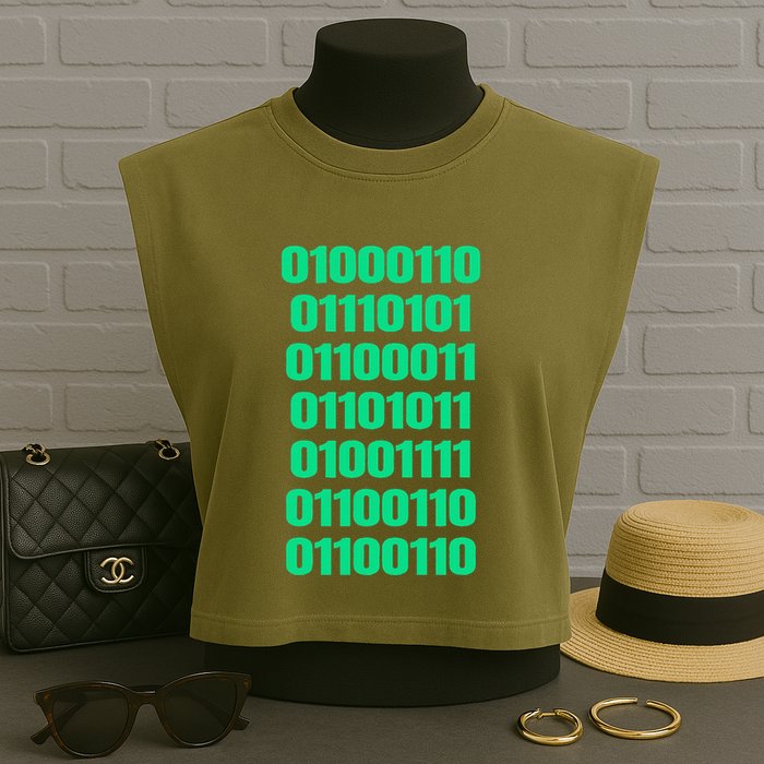 Fuck Off In Binary Code  Garment-Dyed Women's Muscle Tee