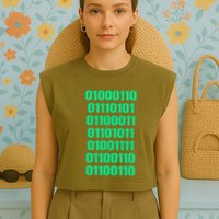 Fuck Off In Binary Code  Garment-Dyed Women's Muscle Tee