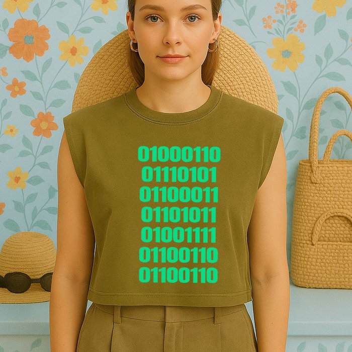 Fuck Off In Binary Code  Garment-Dyed Women's Muscle Tee