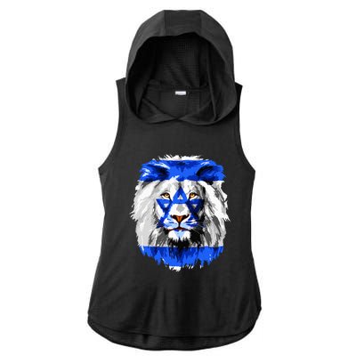 Flag of Israel lion Jewish Israel Flag Ladies PosiCharge Tri-Blend Wicking Draft Hoodie Tank