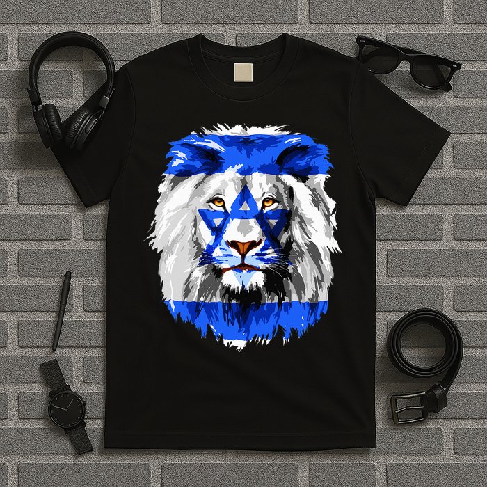 Flag of Israel lion Jewish Israel Flag T-Shirt