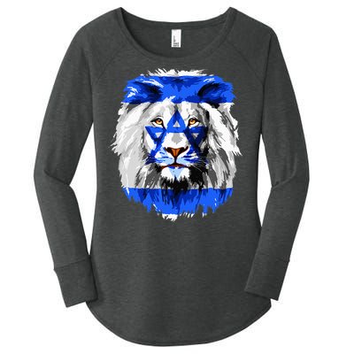 Flag of Israel lion Jewish Israel Flag Women's Perfect Tri Tunic Long Sleeve Shirt