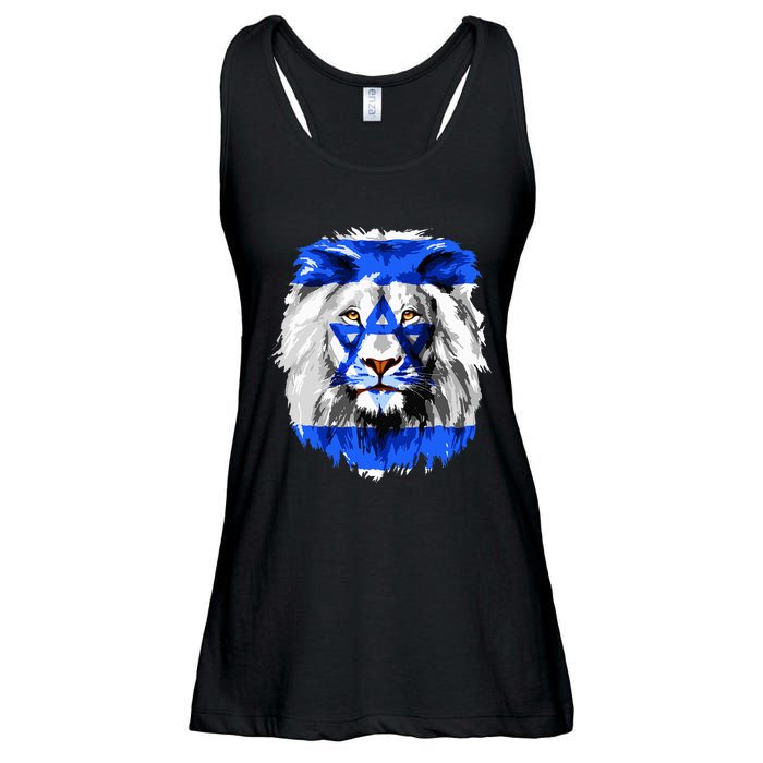 Flag of Israel lion Jewish Israel Flag Ladies Essential Flowy Tank