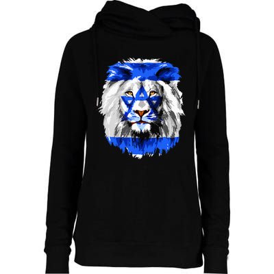 Flag of Israel lion Jewish Israel Flag Womens Funnel Neck Pullover Hood