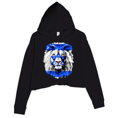 Flag of Israel lion Jewish Israel Flag Crop Fleece Hoodie