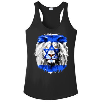 Flag of Israel lion Jewish Israel Flag Ladies PosiCharge Competitor Racerback Tank