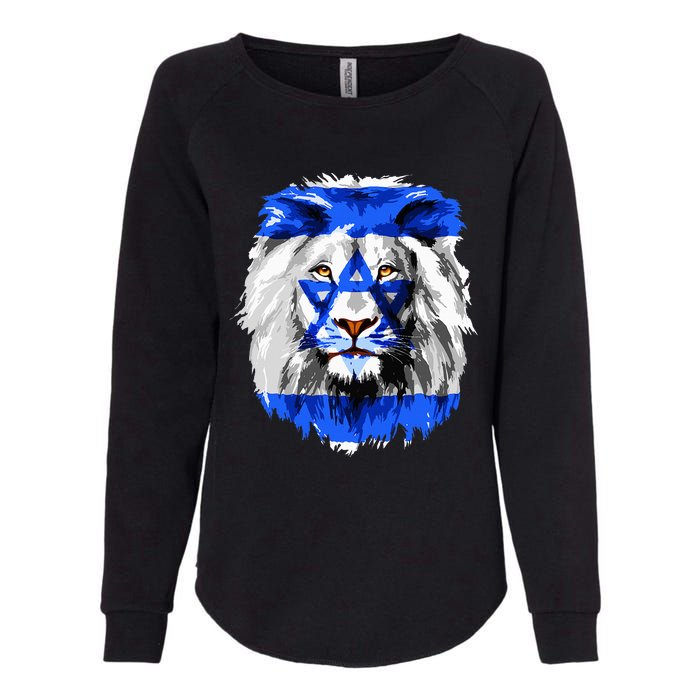 Flag of Israel lion Jewish Israel Flag Womens California Wash Sweatshirt