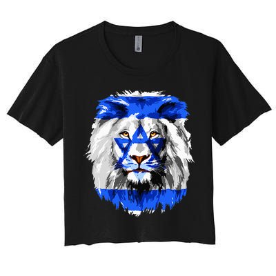 Flag of Israel lion Jewish Israel Flag Women's Crop Top Tee