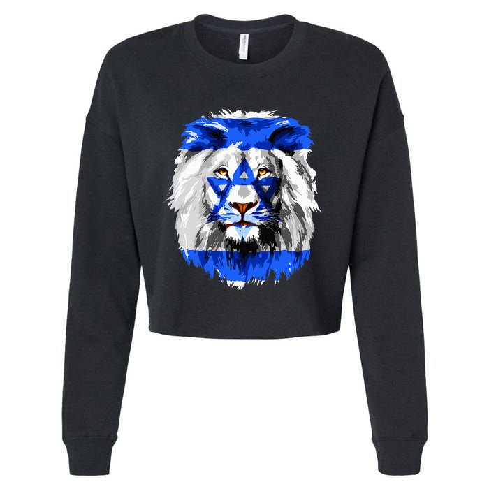 Flag of Israel lion Jewish Israel Flag Cropped Pullover Crew