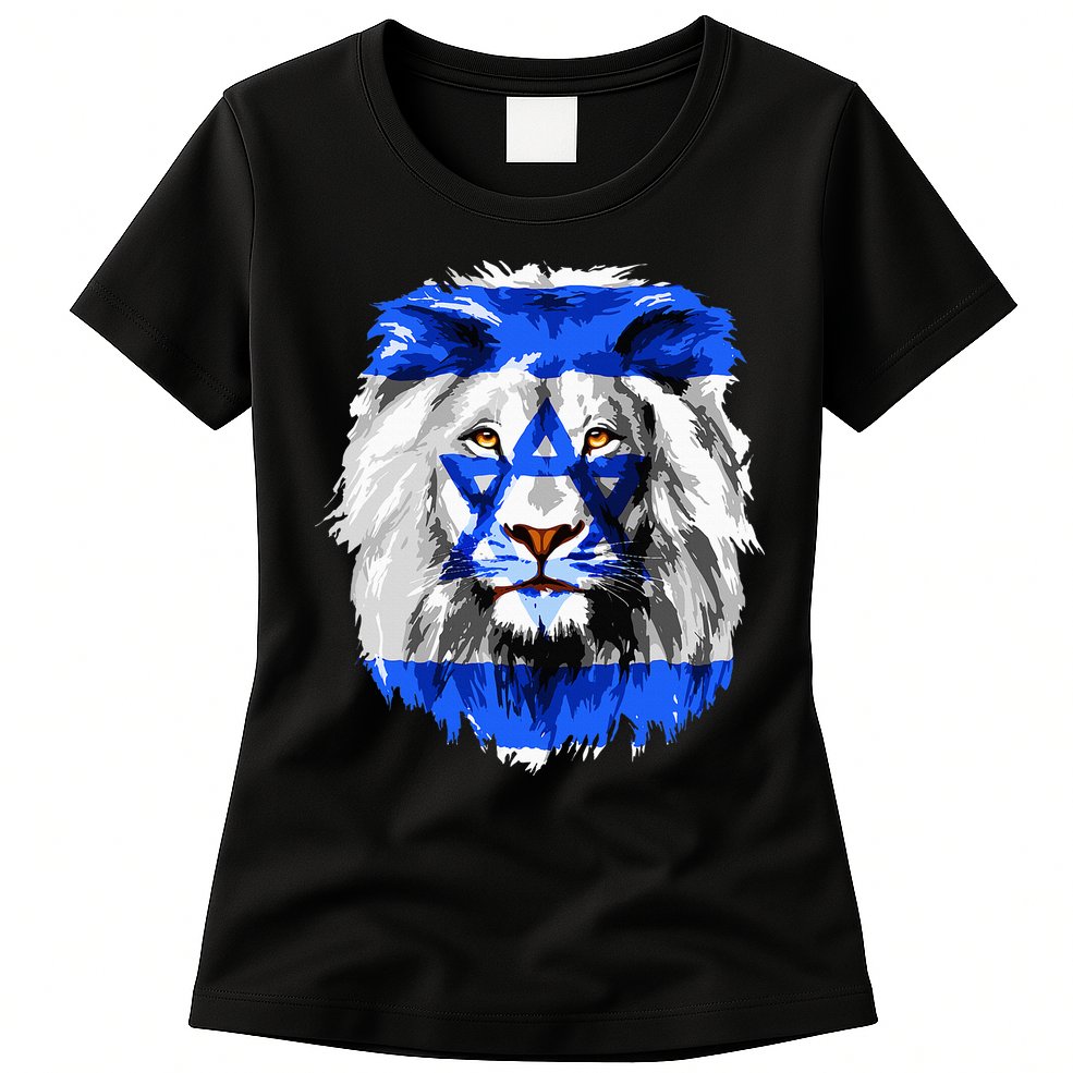 Flag of Israel lion Jewish Israel Flag Womens T-Shirt
