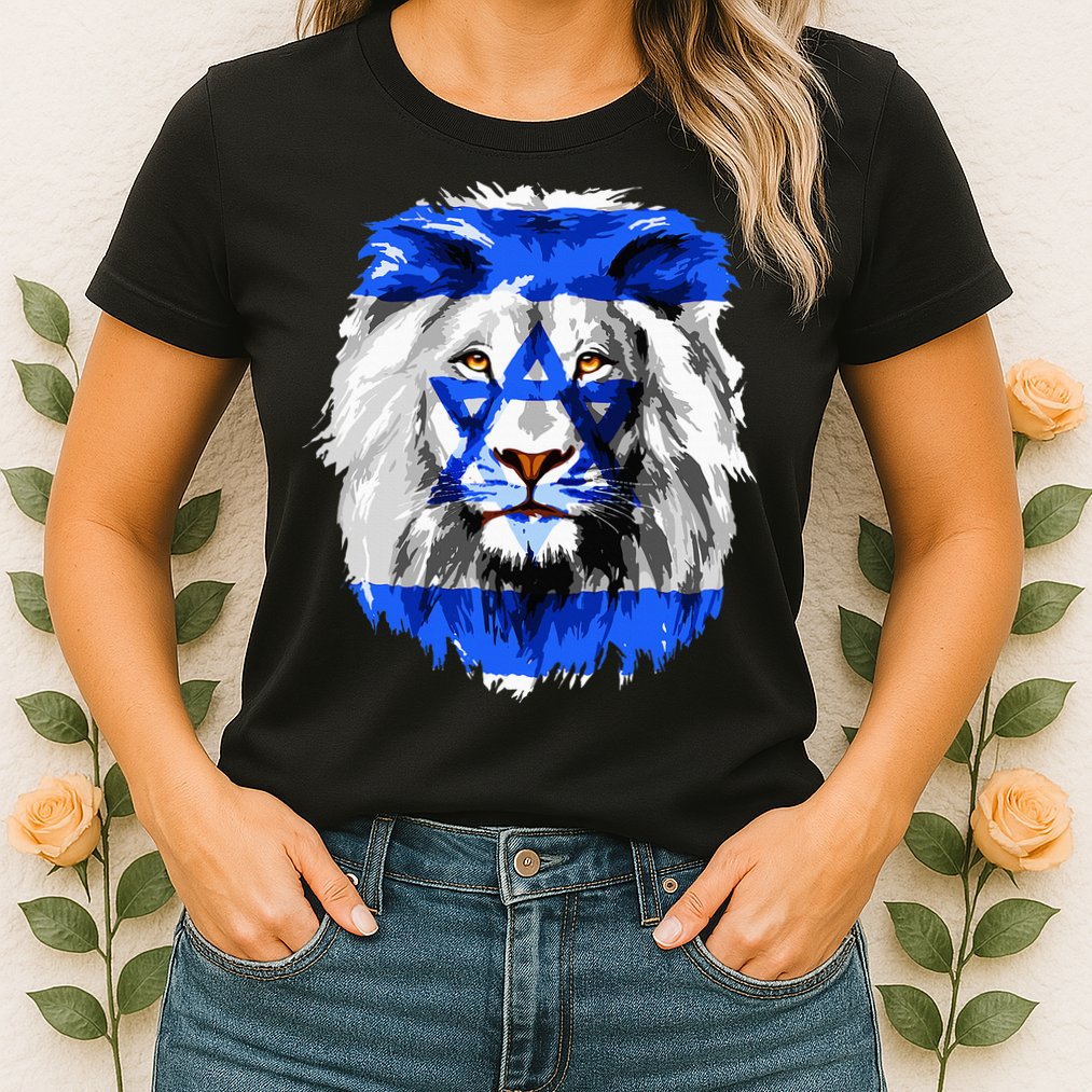 Flag of Israel lion Jewish Israel Flag Womens T-Shirt