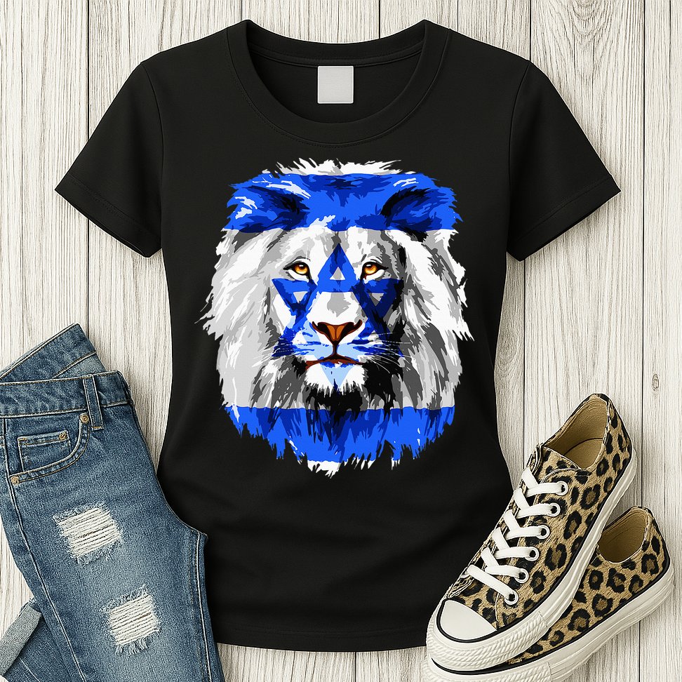 Flag of Israel lion Jewish Israel Flag Womens T-Shirt