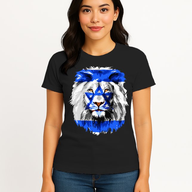 Flag of Israel lion Jewish Israel Flag Womens T-Shirt