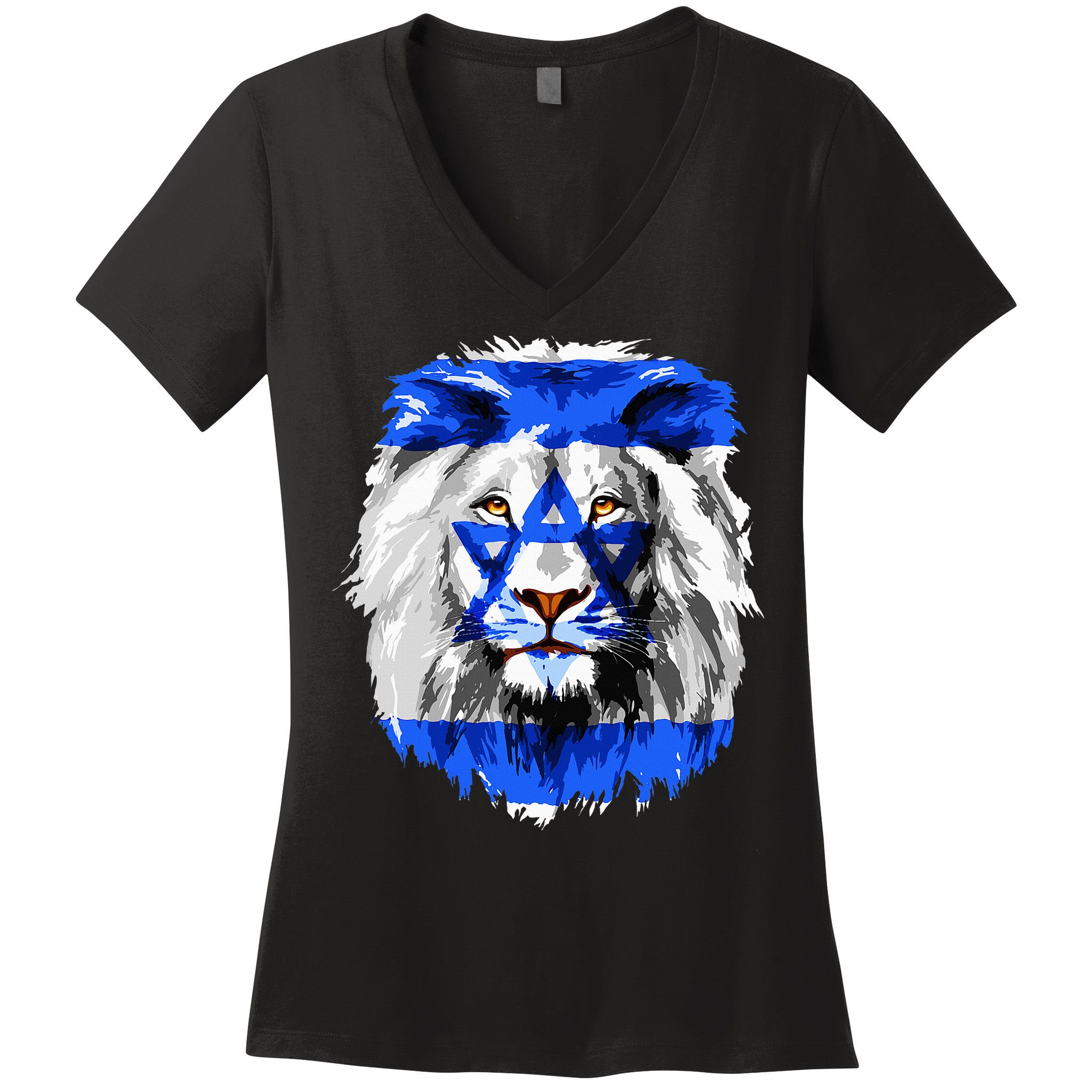 Flag of Israel lion Jewish Israel Flag Women's V-Neck T-Shirt