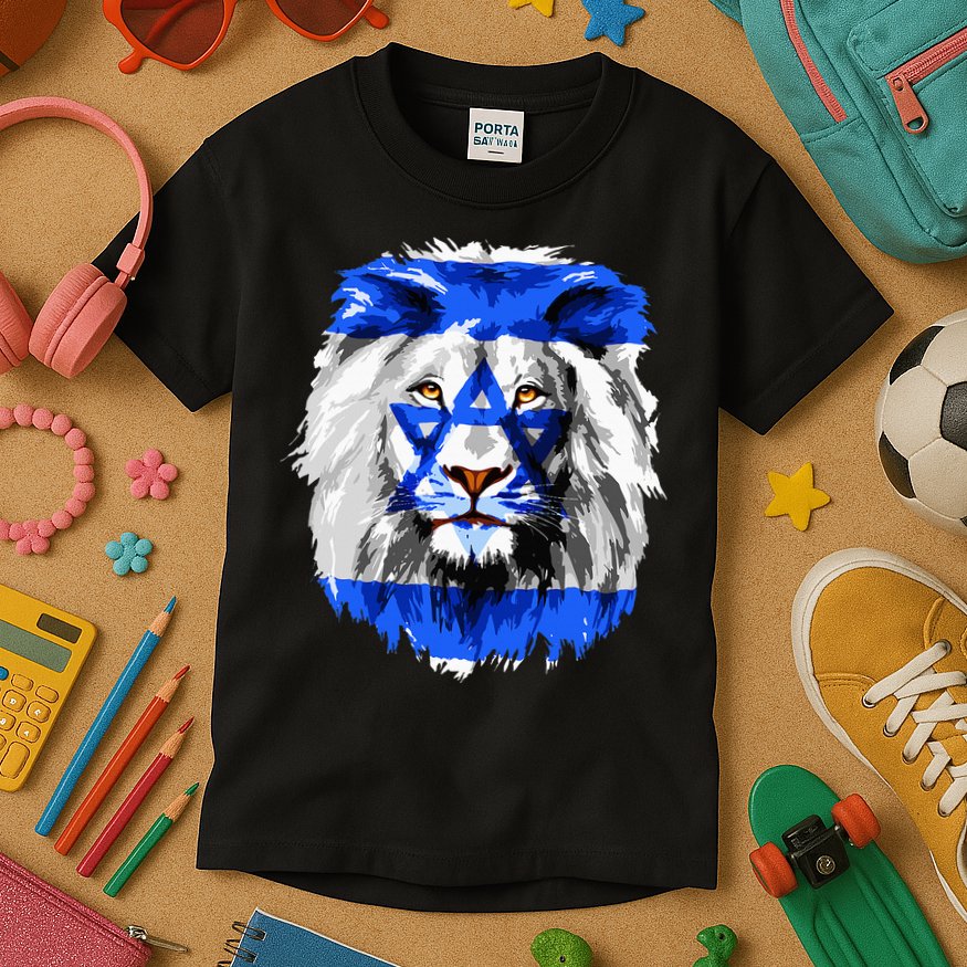 Flag of Israel lion Jewish Israel Flag Kids T-Shirt