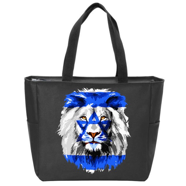 Flag of Israel lion Jewish Israel Flag Zip Tote Bag