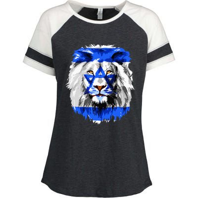 Flag of Israel lion Jewish Israel Flag Enza Ladies Jersey Colorblock Tee