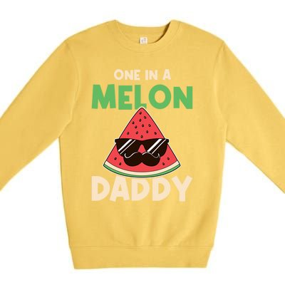 Fun One In A Melon Daddy Fathers Birthday Party Day Matching Gift Premium Crewneck Sweatshirt