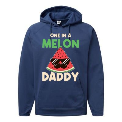 Fun One In A Melon Daddy Fathers Birthday Party Day Matching Gift Performance Fleece Hoodie