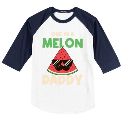 Fun One In A Melon Daddy Fathers Birthday Party Day Matching Gift Baseball Sleeve Shirt