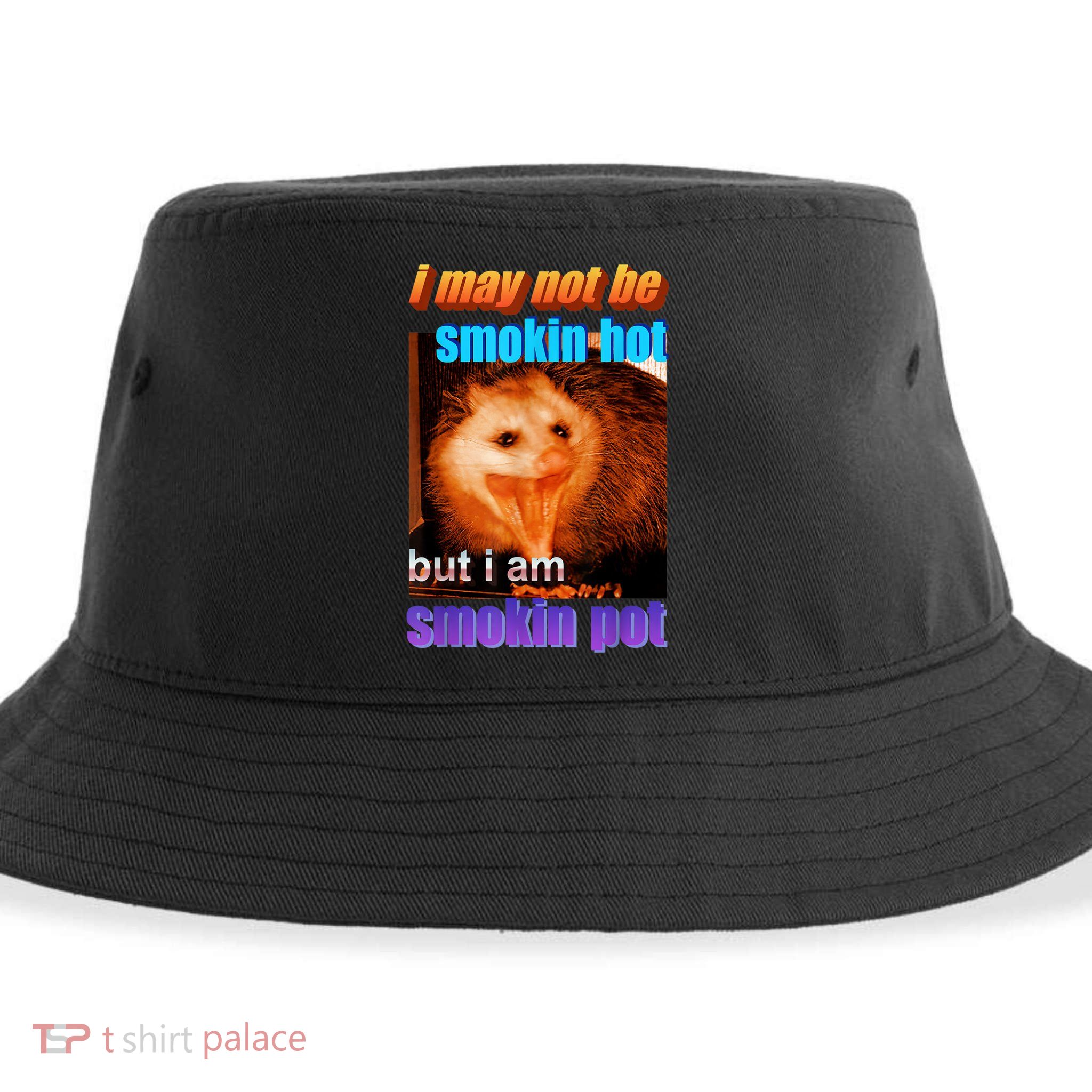 Funny Opossum I May Not Be Smoking Hot But I'm Smoking Pot Sustainable Bucket Hat
