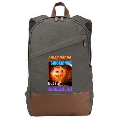 Funny Opossum I May Not Be Smoking Hot But I'm Smoking Pot Cotton Canvas Backpack