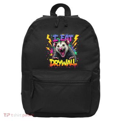 Funny Opossum I Eat Drywall Humor Raccoon Meme Graphic 16 in Basic Backpack