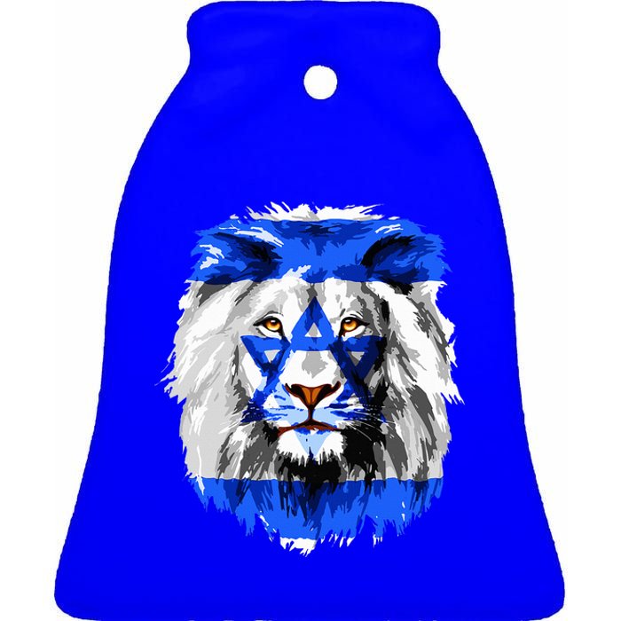 Flag of Israel lion Jewish Israel Flag Ceramic Bell Ornament