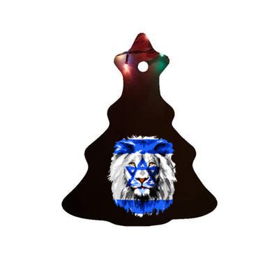 Flag of Israel lion Jewish Israel Flag Ceramic Tree Ornament