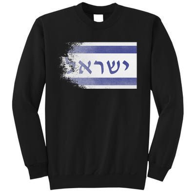 Flag of Israel With the Word Israel in Hebrew Pro Jewish Sweatshirt