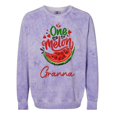 Funny One In A Melon Granna Matching Group Gift Colorblast Crewneck Sweatshirt