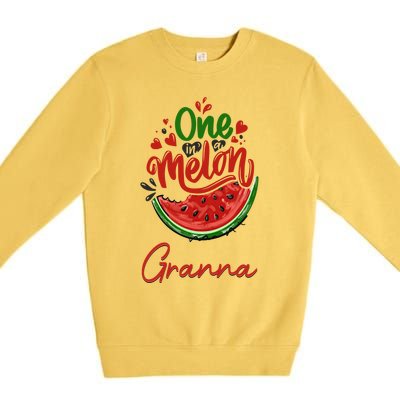 Funny One In A Melon Granna Matching Group Gift Premium Crewneck Sweatshirt