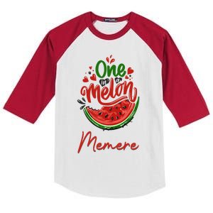 Funny One In A Melon Memere Matching Group Gift Kids Colorblock Raglan Jersey