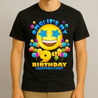 Funny OMG It's My 9th Birthday #BirthdayBoy Emoji T-Shirt