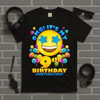 Funny OMG It's My 9th Birthday #BirthdayBoy Emoji T-Shirt