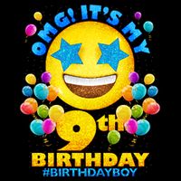 Funny OMG It's My 9th Birthday #BirthdayBoy Emoji T-Shirt