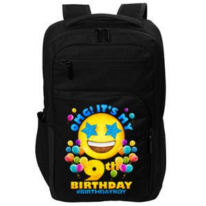 Funny OMG It's My 9th Birthday #BirthdayBoy Emoji Impact Tech Backpack