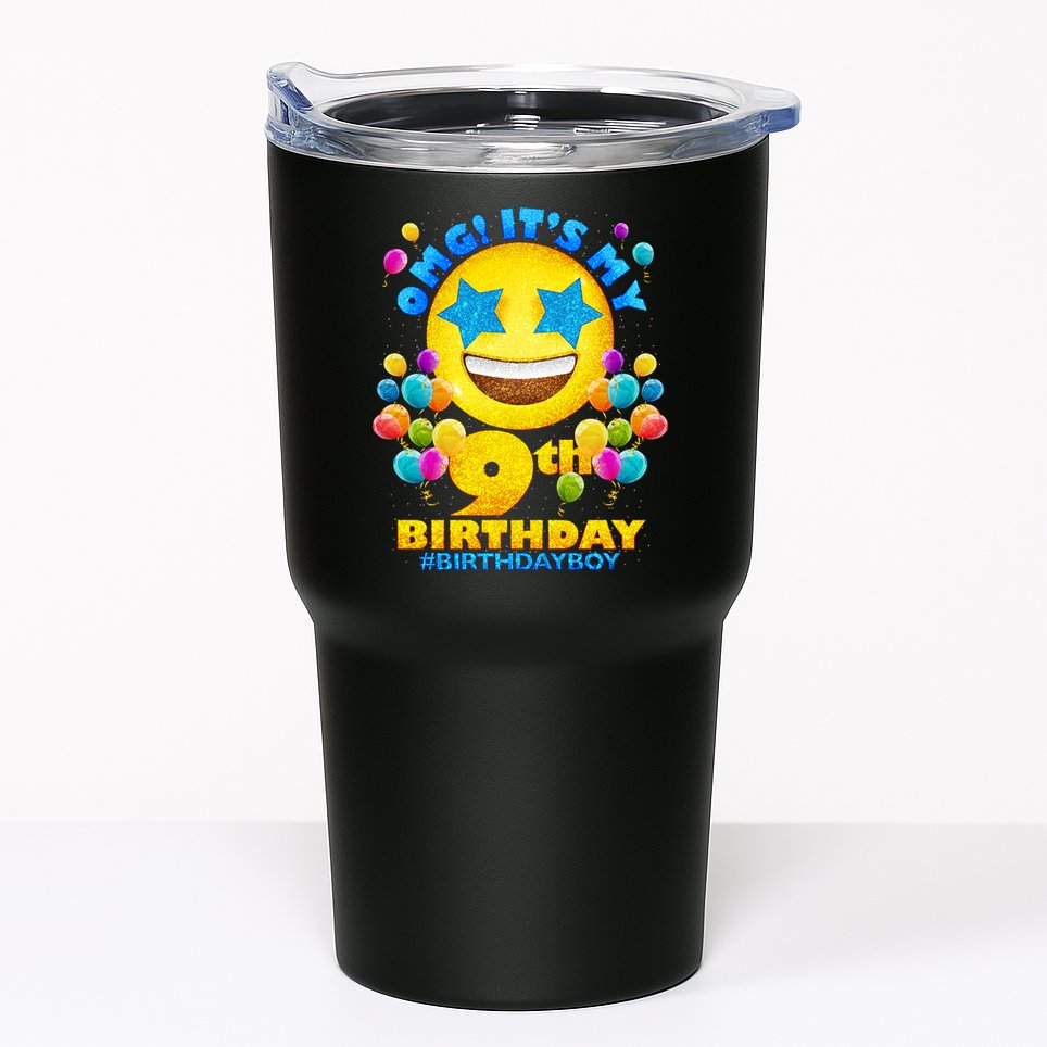 Funny OMG It's My 9th Birthday #BirthdayBoy Emoji Tumbler