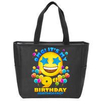 Funny OMG It's My 9th Birthday #BirthdayBoy Emoji Zip Tote Bag
